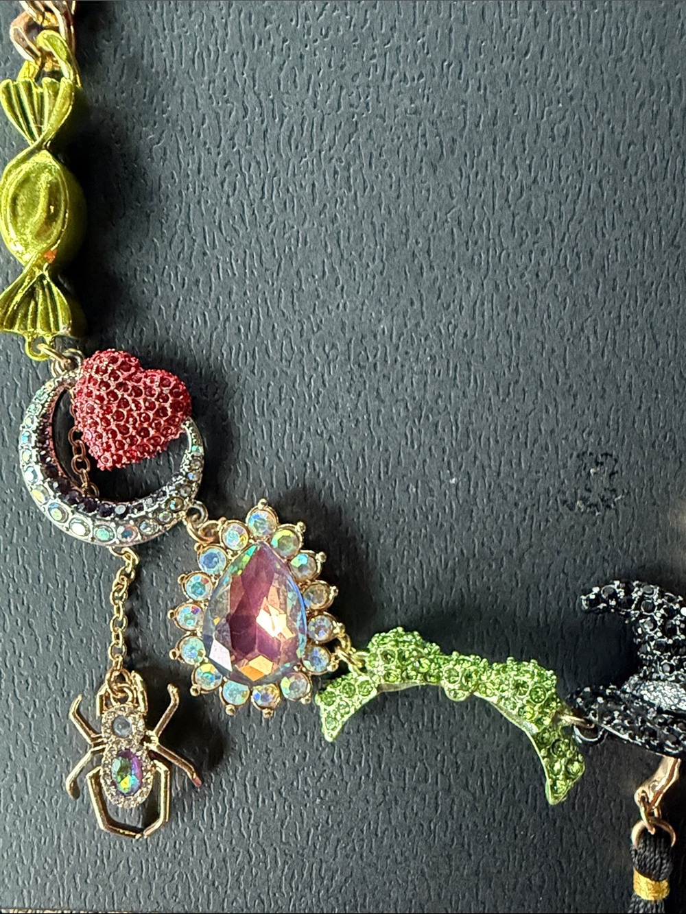 Betsey Johnson Halloween Gold Chain Multicolor Crystal Charm Necklace - Picture 6 of 8